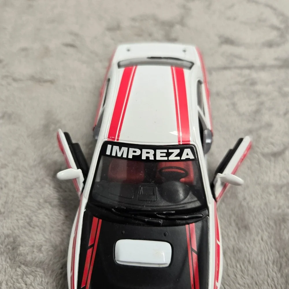 Maisto Subaru Impreza WRX Diecast 1:24 White Red Tuner Car Missing Spoiler